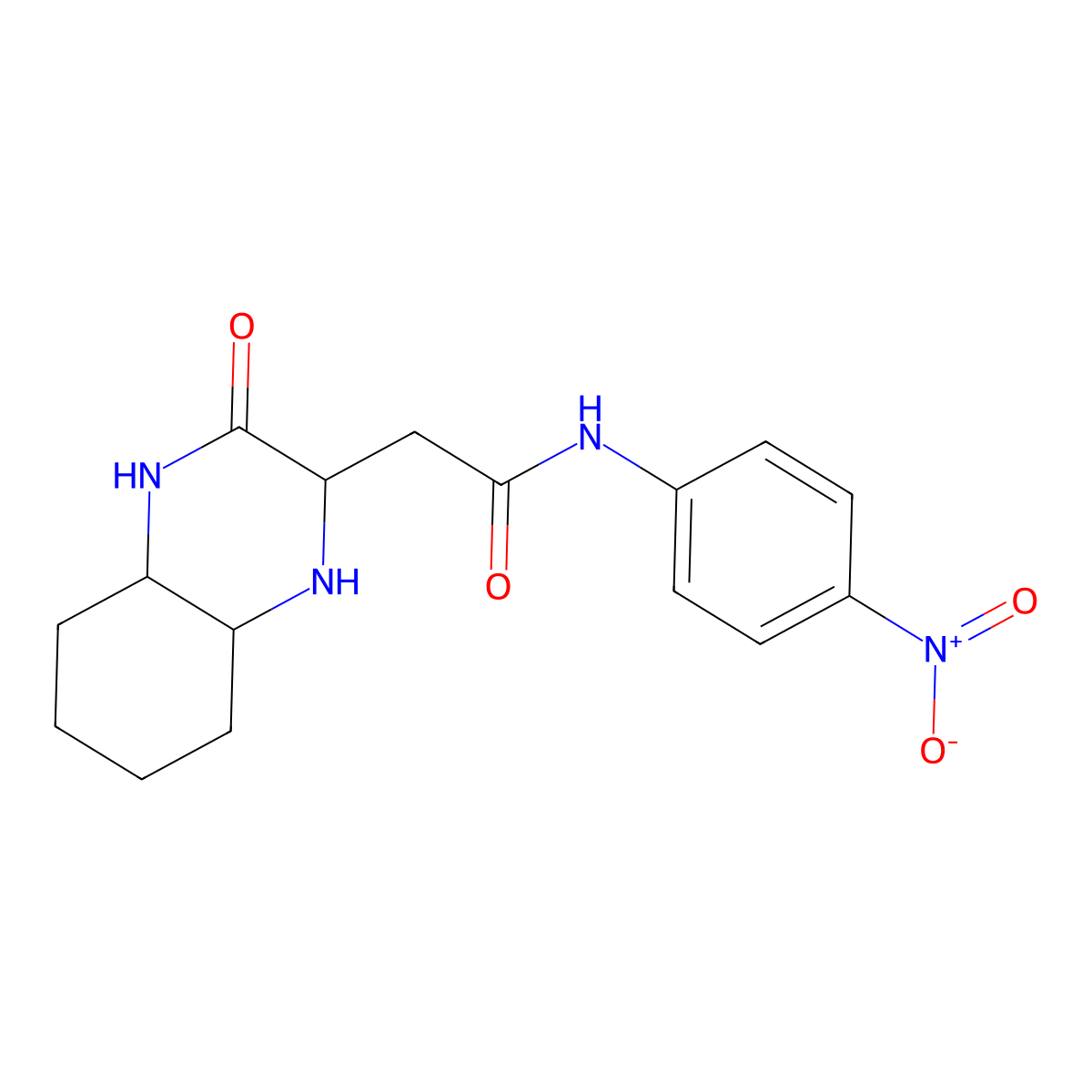 N-(4-nitrophenyl)-2-(3-oxodecahydroquinoxalin-2-yl)acetamide molecular structure, CAS 1008577-17-0