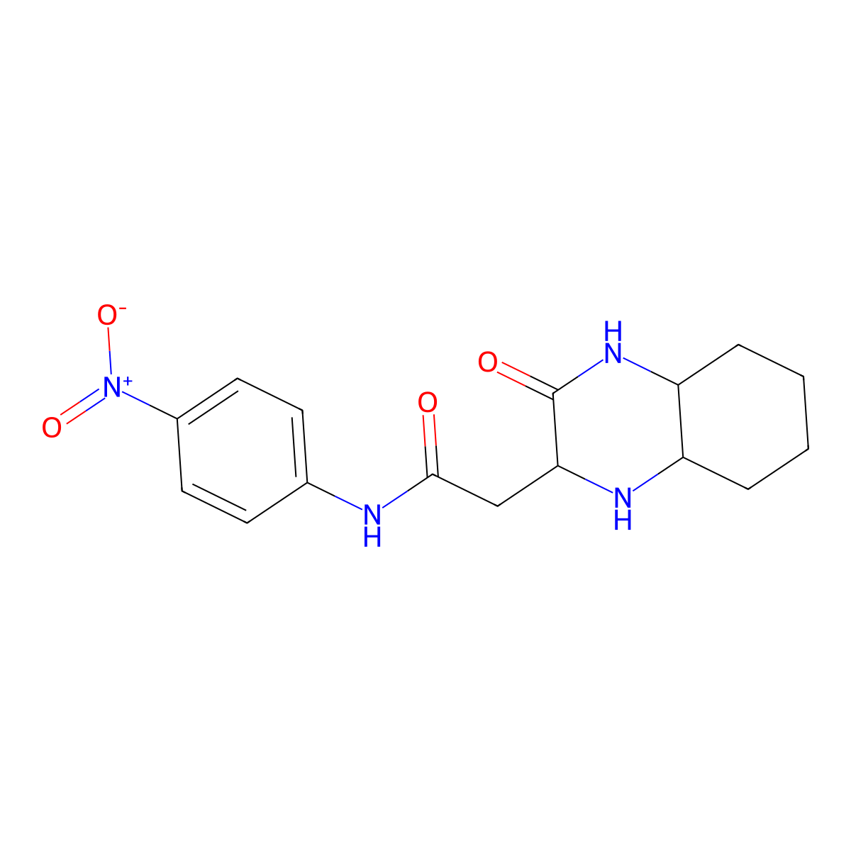 N-(4-nitrophenyl)-2-(3-oxodecahydroquinoxalin-2-yl)acetamide molecular structure, CAS 1008577-17-0