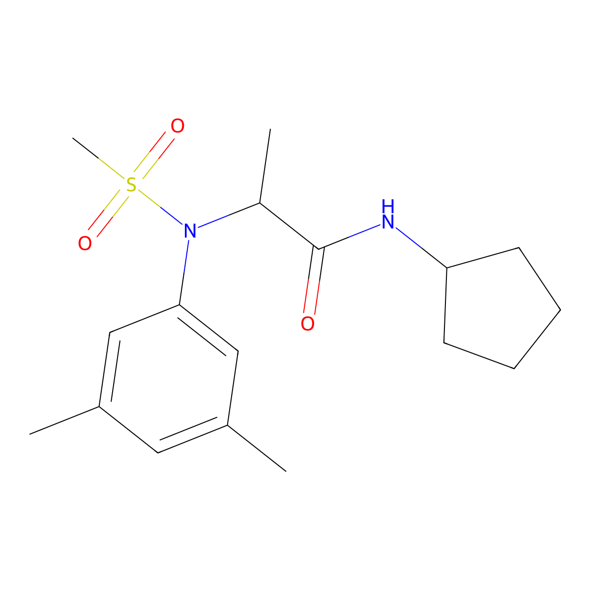 N-cyclopentyl-2-(3,5-dimethyl-N-methylsulfonylanilino)propanamide molecular structure, CAS 1008578-05-9