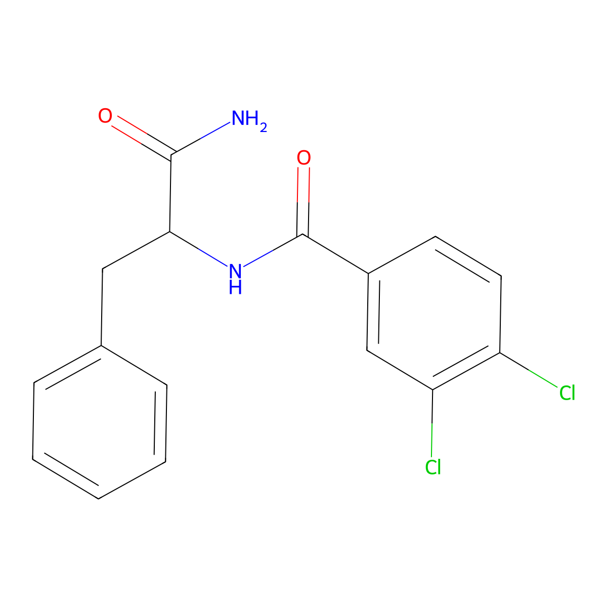 N-(1-amino-1-oxo-3-phenylpropan-2-yl)-3,4-dichlorobenzamide molecular structure, CAS 1008578-12-8