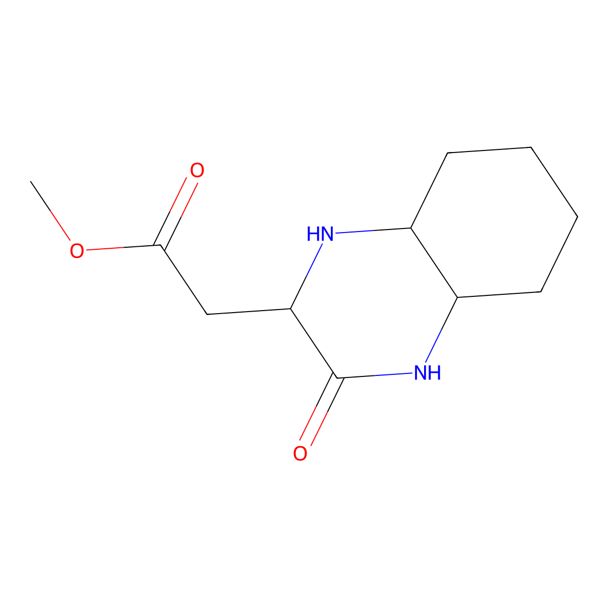 Methyl (3-oxodecahydroquinoxalin-2-yl)acetate molecular structure, CAS 1008583-85-4