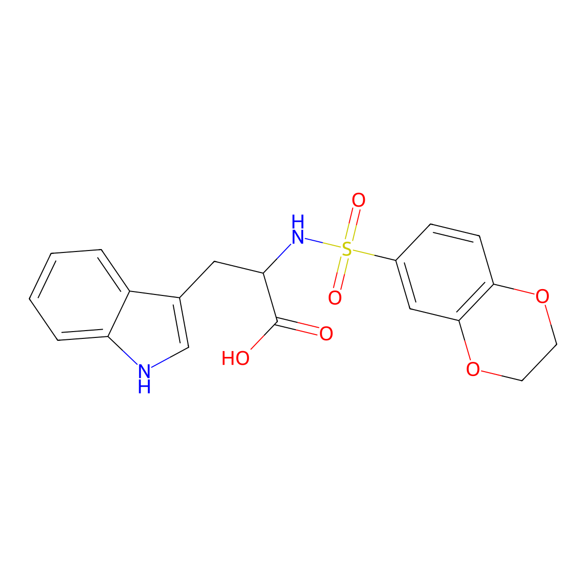 N-(2,3-dihydro-1,4-benzodioxin-6-ylsulfonyl)tryptophan molecular structure, CAS 1008587-24-3