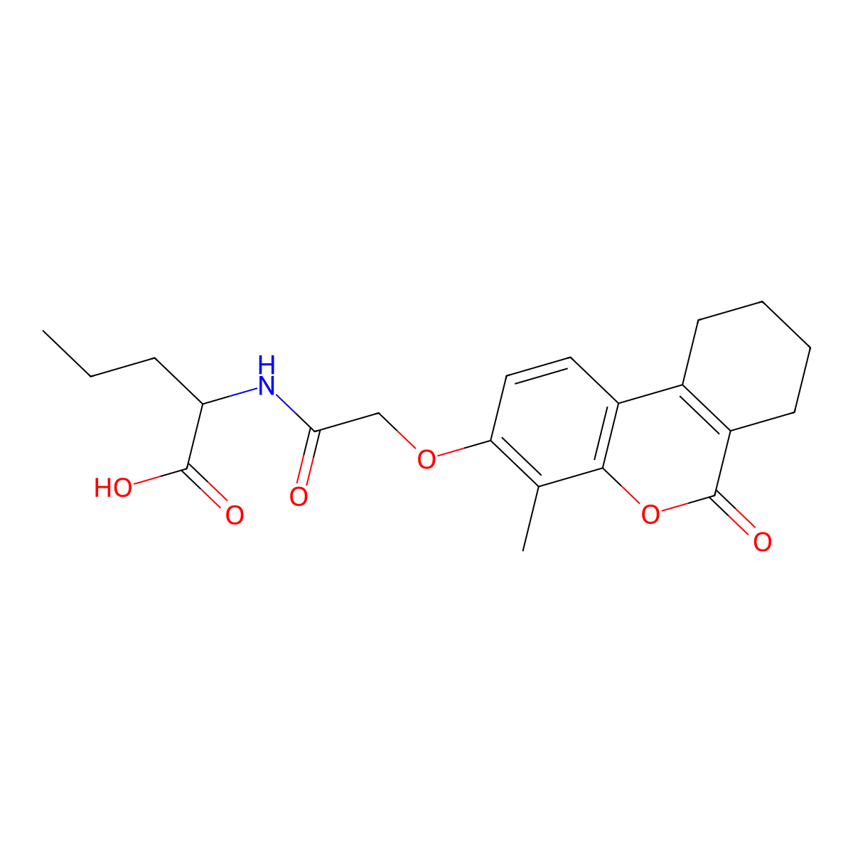 N-{[(4-methyl-6-oxo-7,8,9,10-tetrahydro-6H-benzo[c]chromen-3-yl)oxy]acetyl}norvaline molecular structure, CAS 1008589-11-4