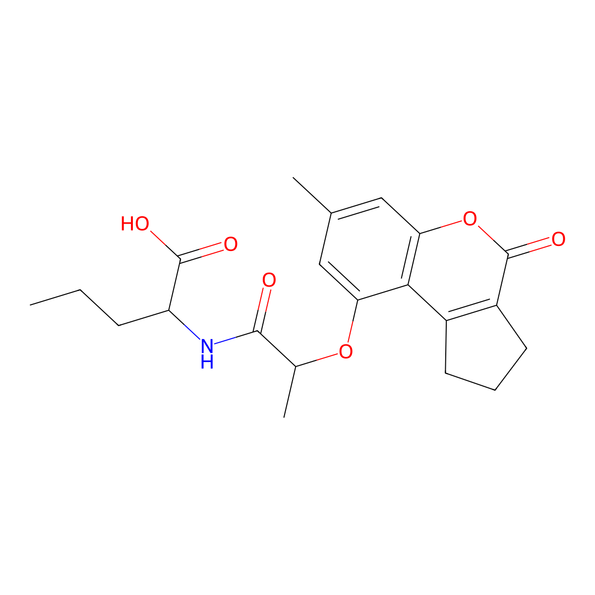 N-{2-[(7-methyl-4-oxo-1,2,3,4-tetrahydrocyclopenta[c]chromen-9-yl)oxy]propanoyl}norvaline molecular structure, CAS 1008589-27-2