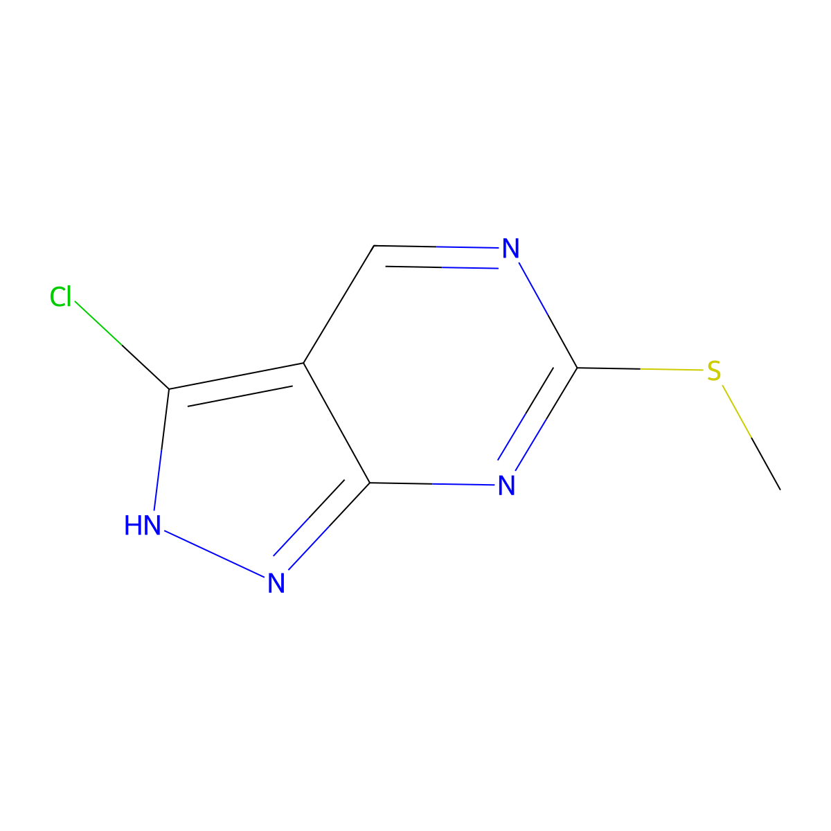 3-chloro-6-(methylthio)-1H-pyrazolo[3,4-d]pyrimidine molecular structure, CAS 100859-88-9