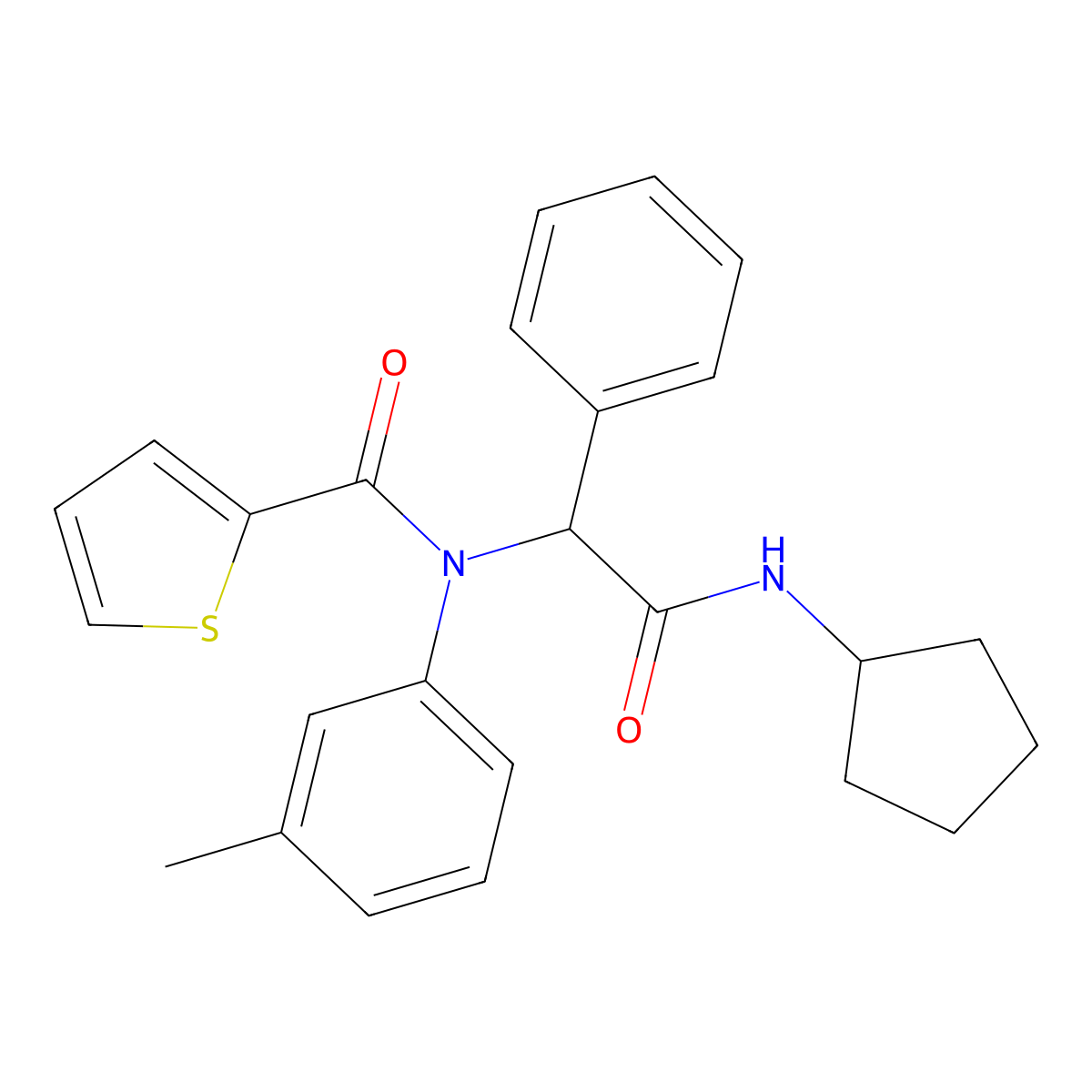 N-[2-(cyclopentylamino)-2-oxo-1-phenylethyl]-N-(3-methylphenyl)thiophene-2-carboxamide molecular structure, CAS 1008590-00-8