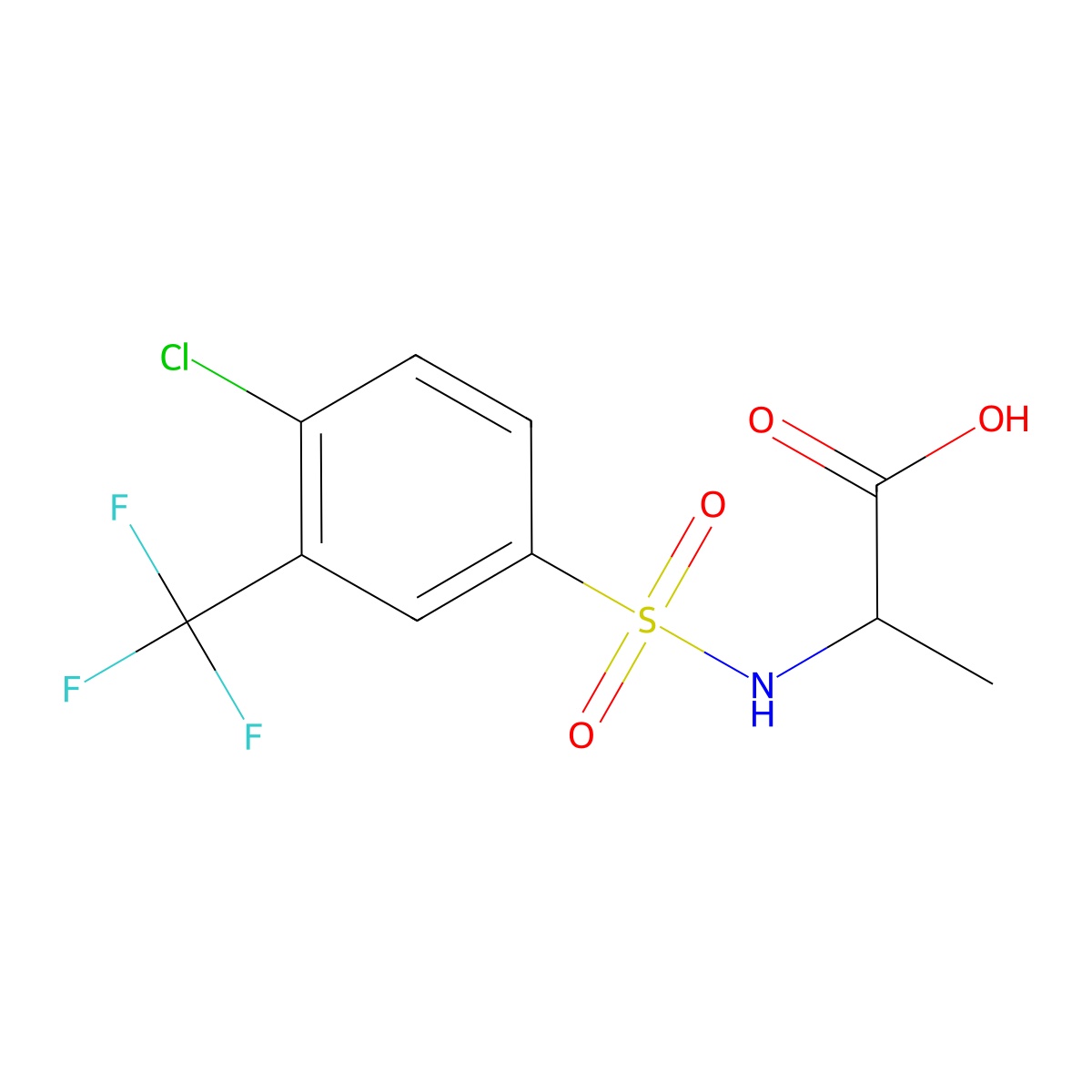 2-[4-Chloro-3-(trifluoromethyl)benzenesulfonamido]propanoic acid molecular structure, CAS 1008594-59-9
