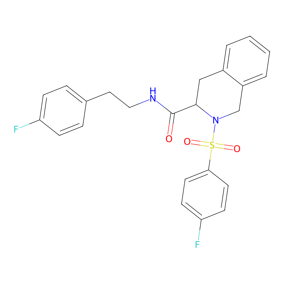 2-(4-fluorobenzenesulfonyl)-N-[2-(4-fluorophenyl)ethyl]-1,2,3,4-tetrahydroisoquinoline-3-carboxamide molecular structure, CAS 1008595-28-5