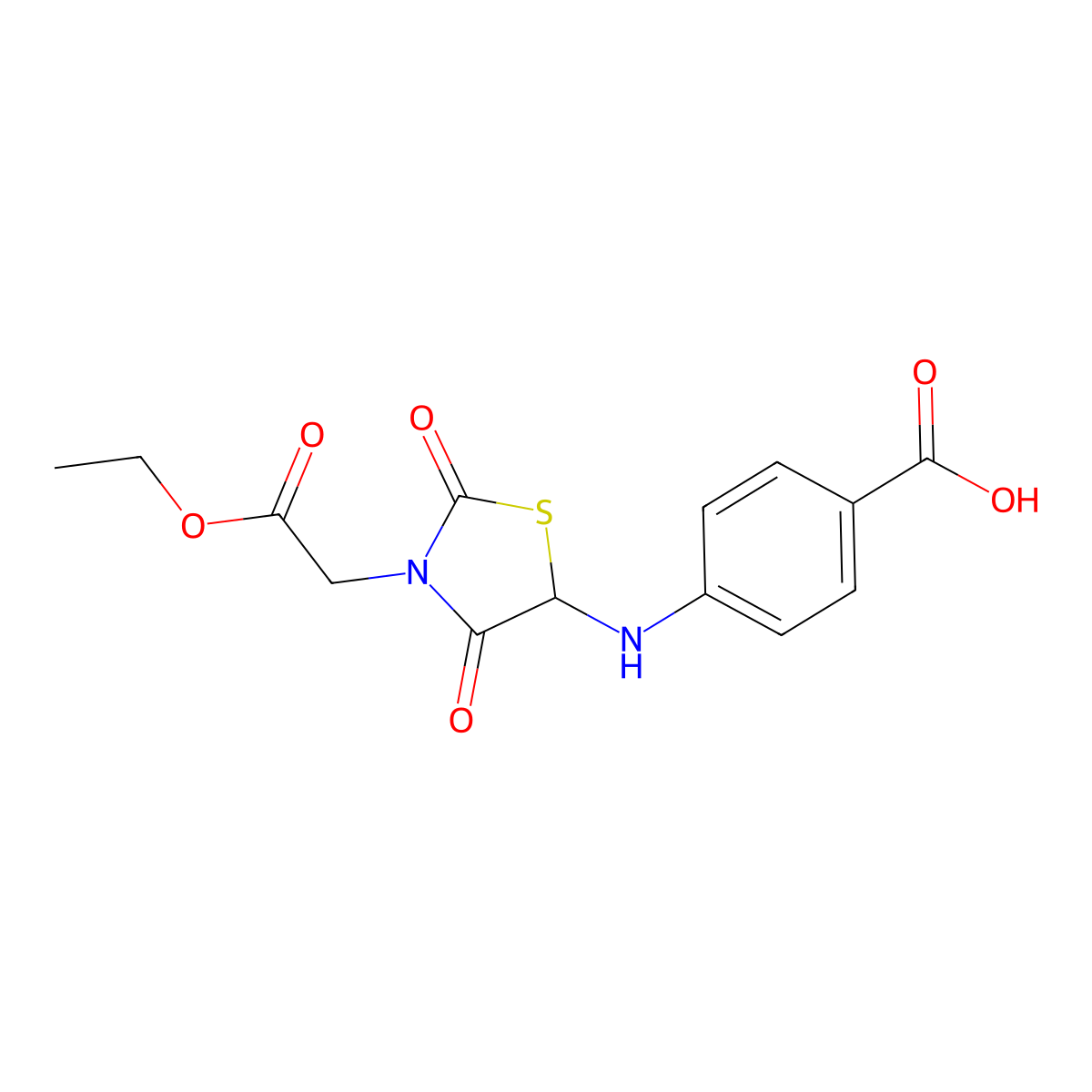 4-((3-(2-Ethoxy-2-oxoethyl)-2,4-dioxothiazolidin-5-yl)amino)benzoic acid molecular structure, CAS 1008598-97-7