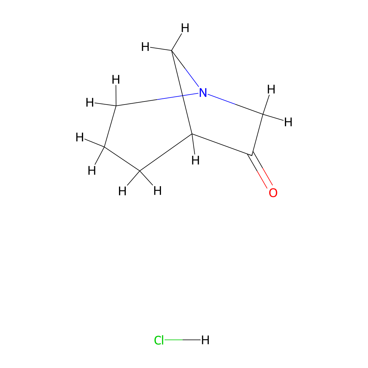 1-Azabicyclo[3.2.1]octan-6-one hydrochloride molecular structure, CAS 100860-32-0