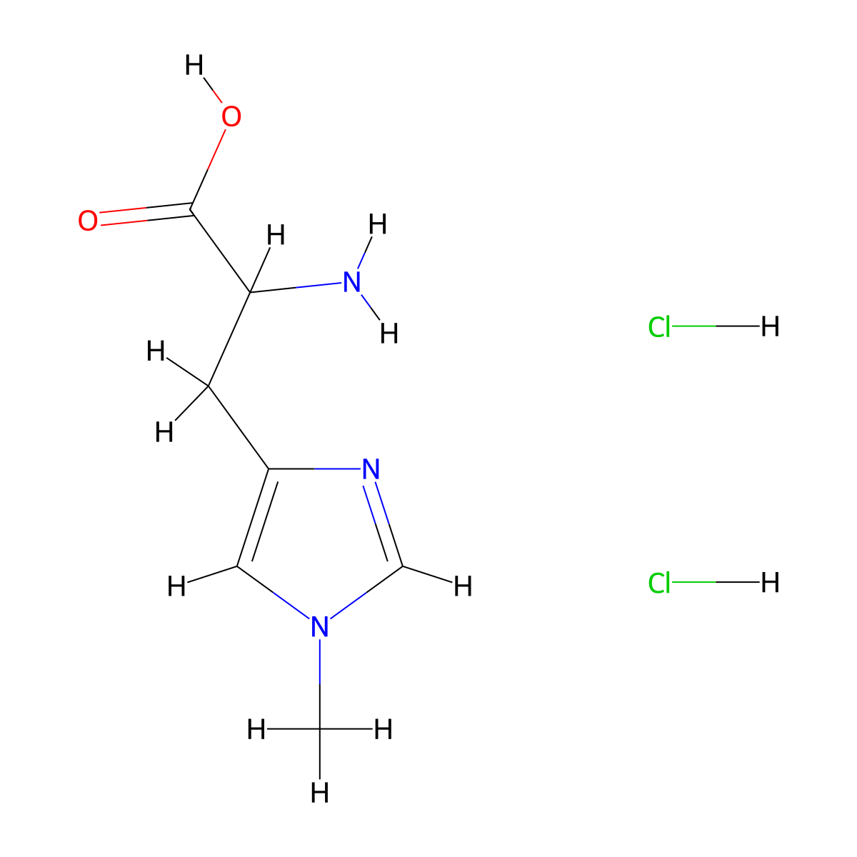 2-amino-3-(1-methyl-1H-imidazol-4-yl)propanoic acid dihydrochloride molecular structure, CAS 100860-47-7