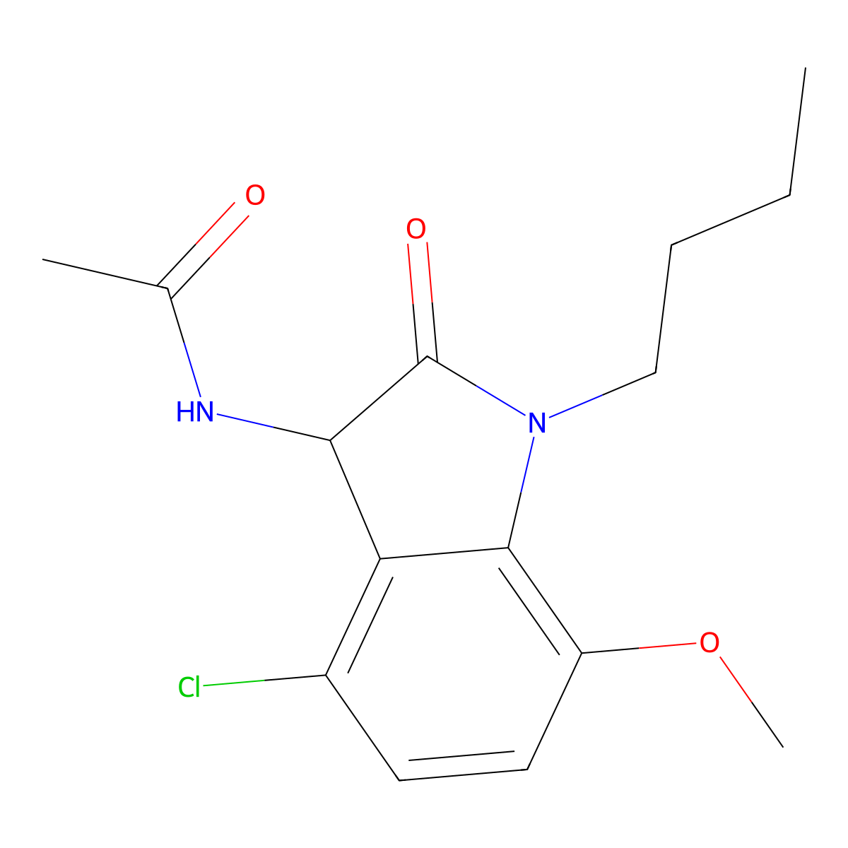 N-(1-butyl-4-chloro-7-methoxy-2-oxo-2,3-dihydro-1H-indol-3-yl)acetamide molecular structure, CAS 1008611-50-4