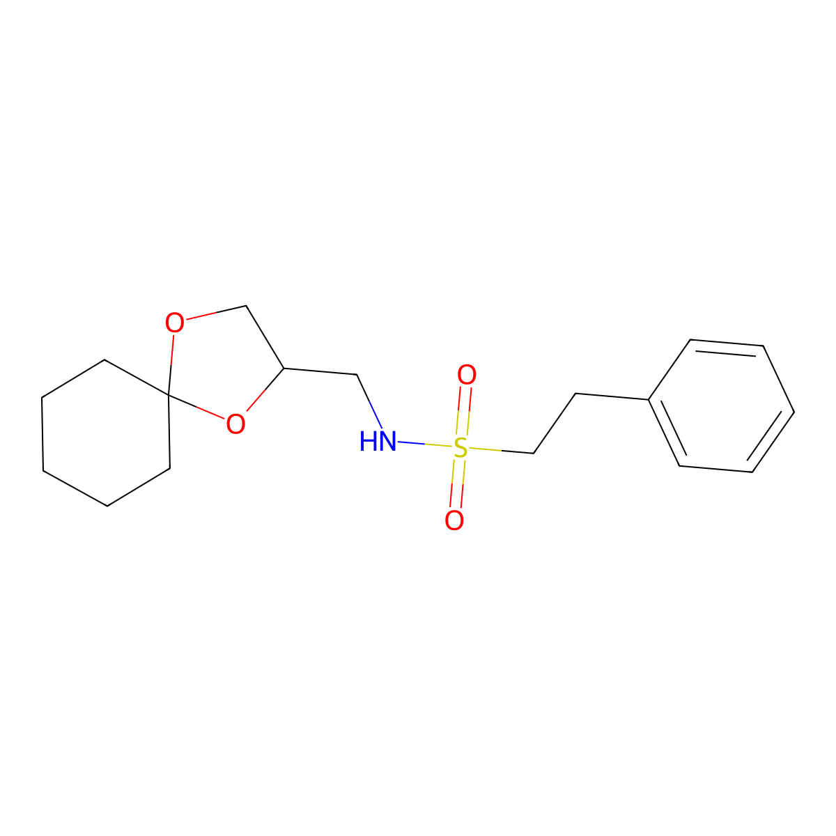 N-(1,4-dioxaspiro[4.5]decan-2-ylmethyl)-2-phenylethanesulfonamide molecular structure, CAS 1008619-63-3