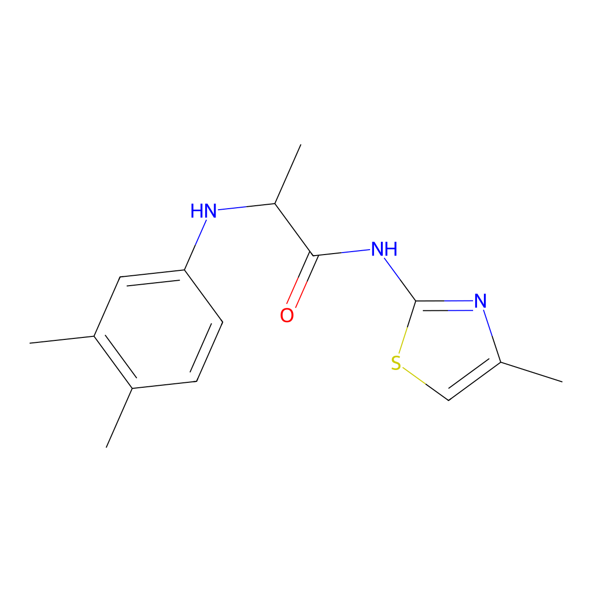 2-(3,4-Dimethyl-phenylamino)-N-(4-methyl-thiazol-2-yl)-propionamide molecular structure, CAS 1008622-66-9
