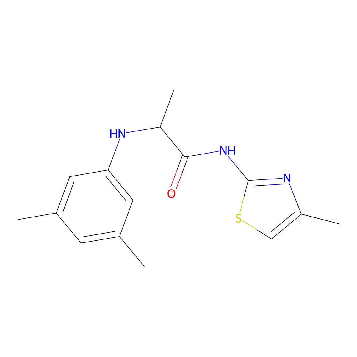 2-(3,5-Dimethyl-phenylamino)-N-(4-methyl-thiazol-2-yl)-propionamide molecular structure, CAS 1008623-01-5