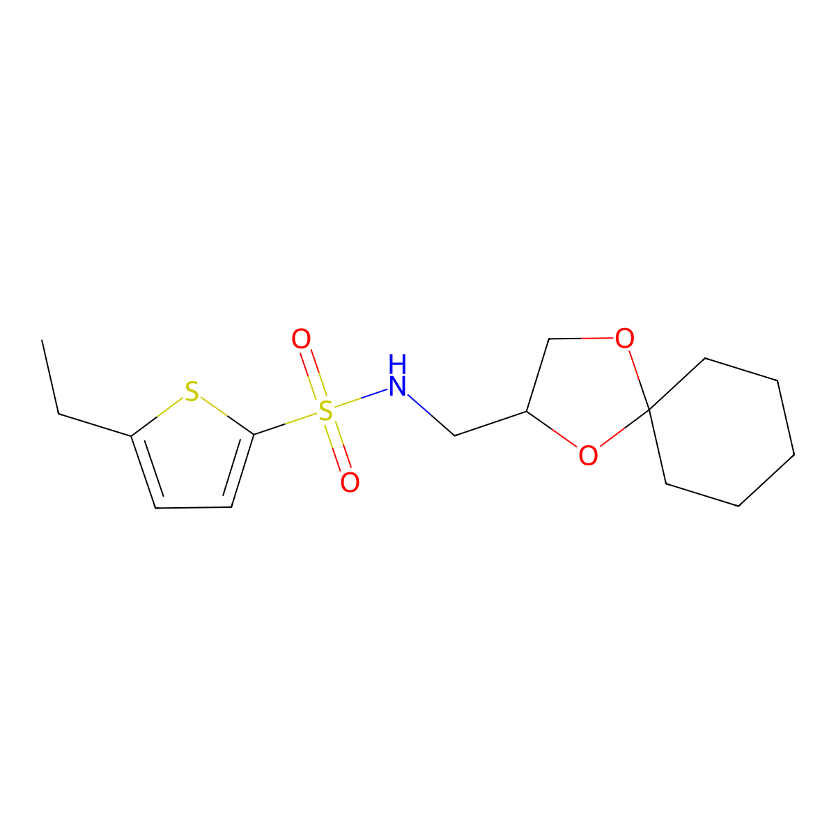 N-(1,4-dioxaspiro[4.5]decan-2-ylmethyl)-5-ethylthiophene-2-sulfonamide molecular structure, CAS 1008623-95-7