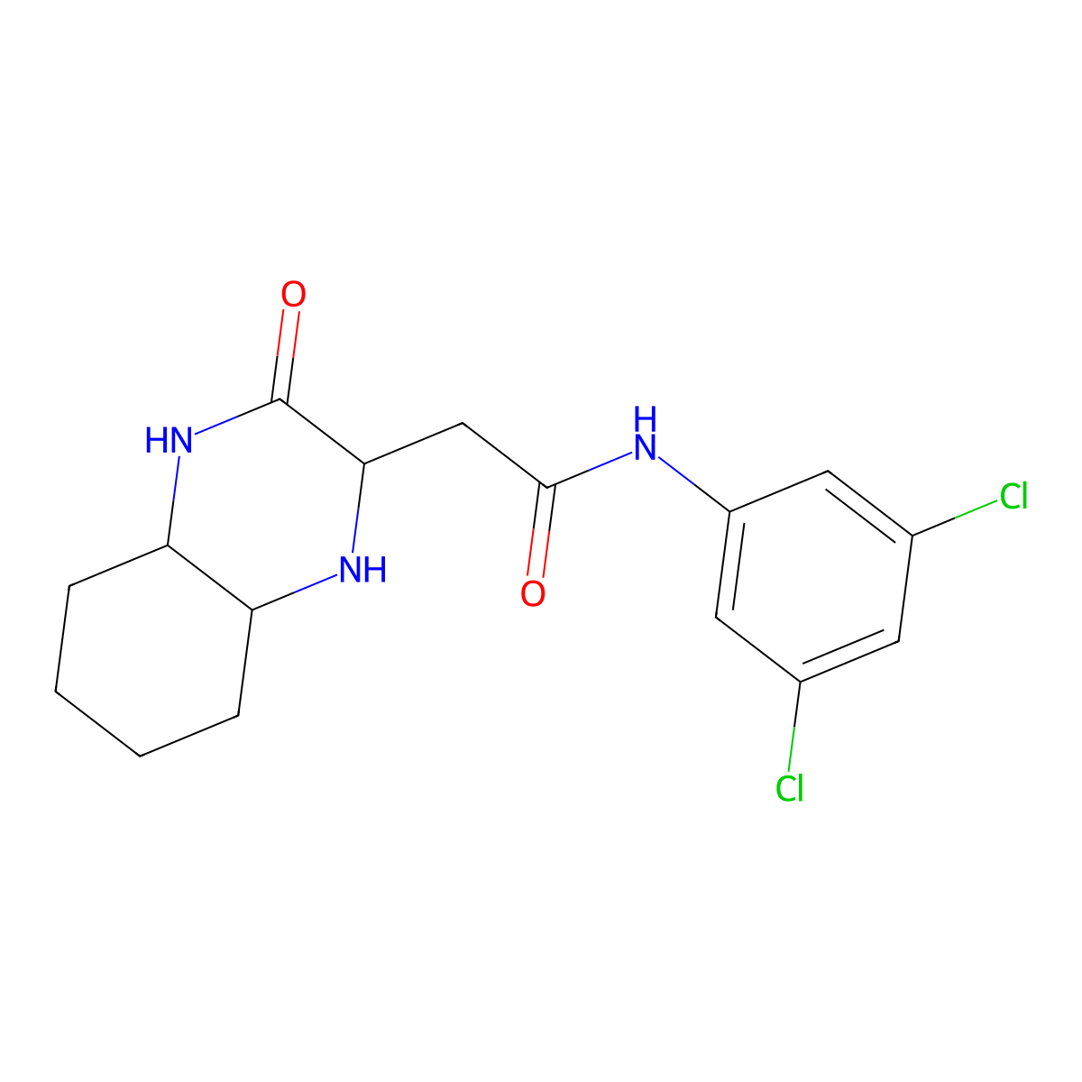 N-(3,5-dichlorophenyl)-2-(3-oxodecahydroquinoxalin-2-yl)acetamide molecular structure, CAS 1008632-07-2