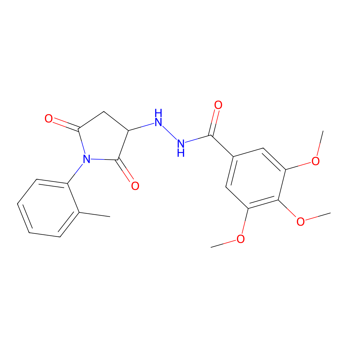 3,4,5-trimethoxy-N'-[1-(2-methylphenyl)-2,5-dioxopyrrolidin-3-yl]benzohydrazide molecular structure, CAS 1008634-63-6