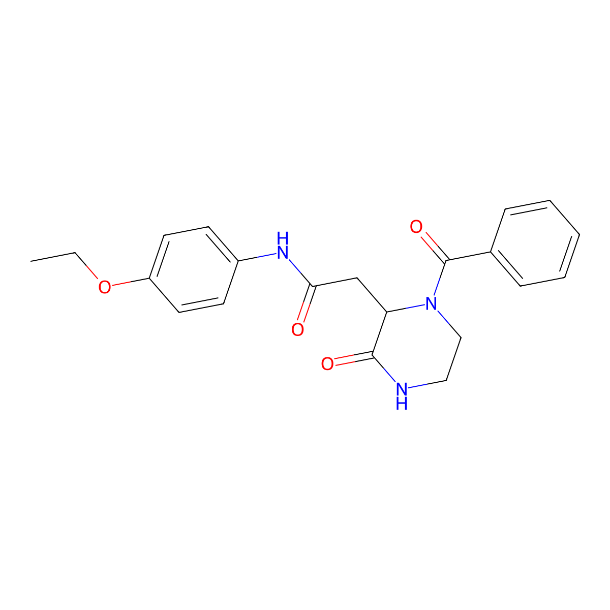 N-(4-ethoxyphenyl)-2-[3-oxo-1-(phenylcarbonyl)piperazin-2-yl]acetamide molecular structure, CAS 1008639-67-5