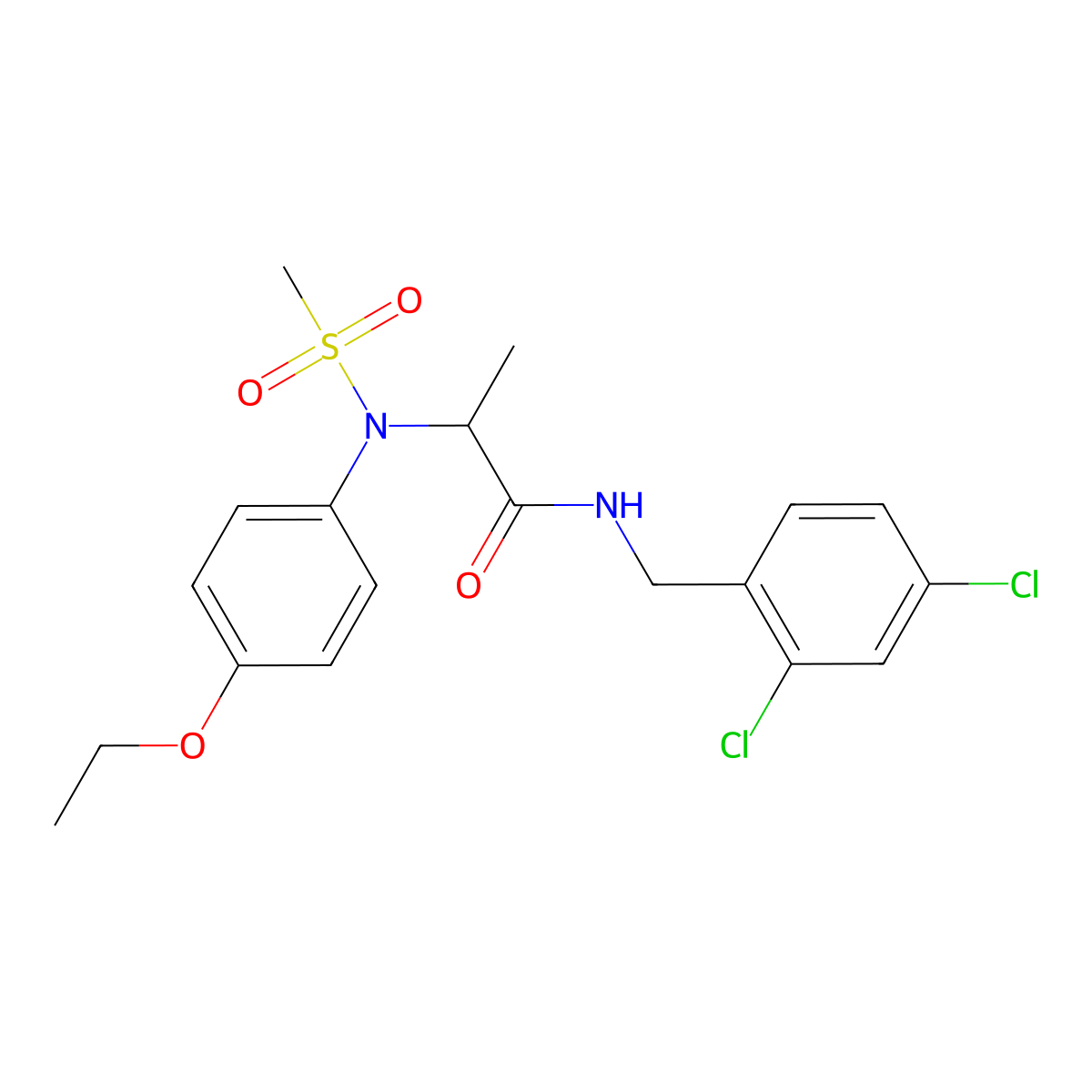 N-[(2,4-dichlorophenyl)methyl]-2-(4-ethoxy-N-methylsulfonylanilino)propanamide molecular structure, CAS 1008639-81-3