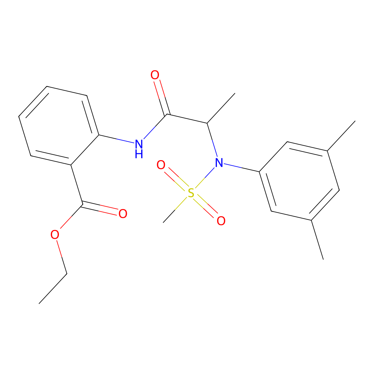 ethyl 2-{[N-(3,5-dimethylphenyl)-N-(methylsulfonyl)alanyl]amino}benzoate molecular structure, CAS 1008639-97-1