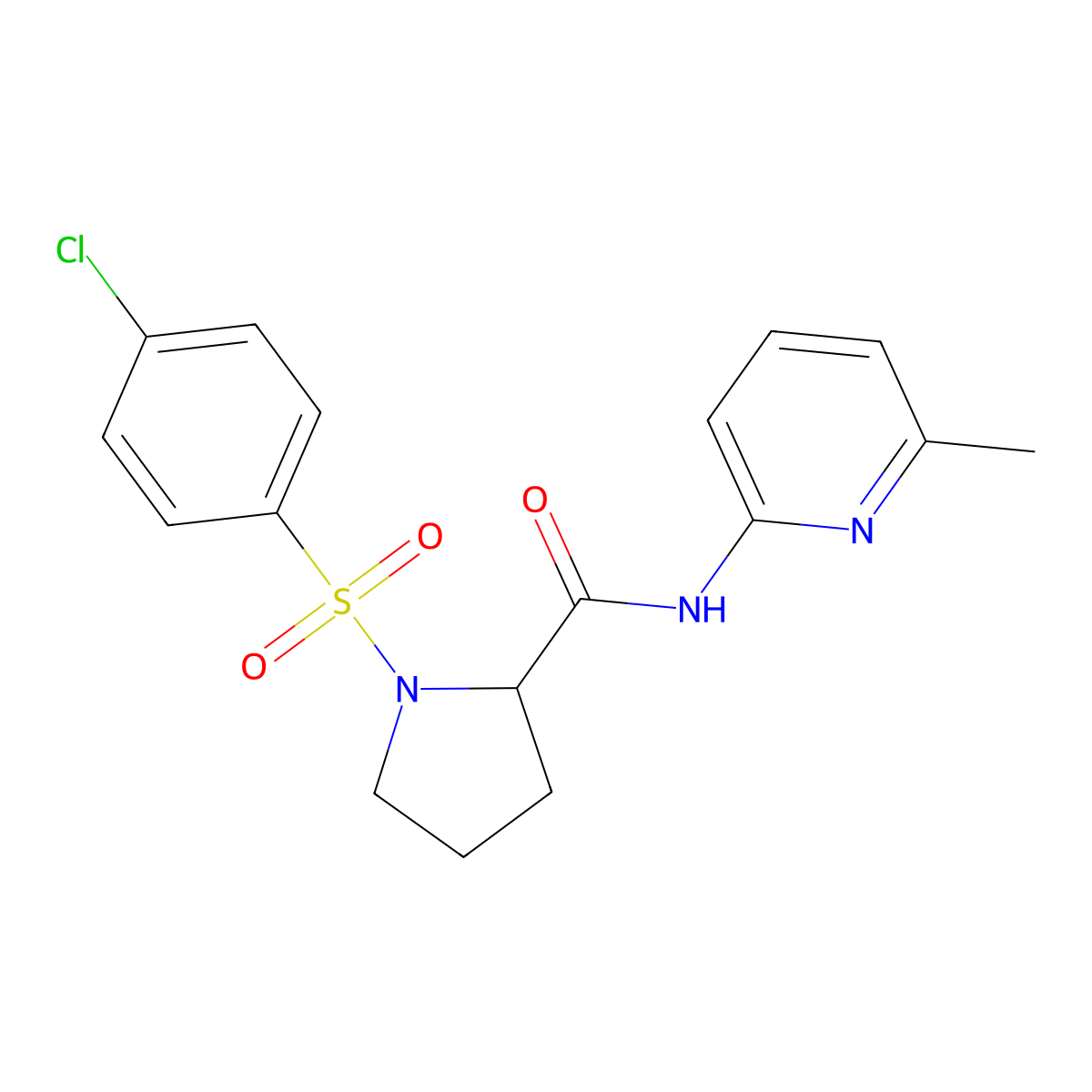 1-(4-chlorophenyl)sulfonyl-N-(6-methylpyridin-2-yl)pyrrolidine-2-carboxamide molecular structure, CAS 1008641-03-9