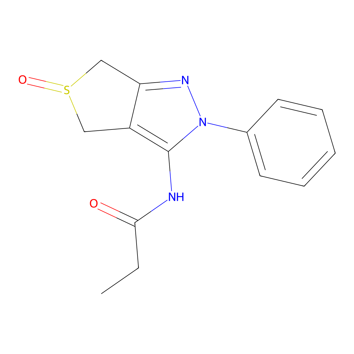 N-(5-oxo-2-phenyl-4,6-dihydrothieno[3,4-c]pyrazol-3-yl)propanamide molecular structure, CAS 1008645-54-2