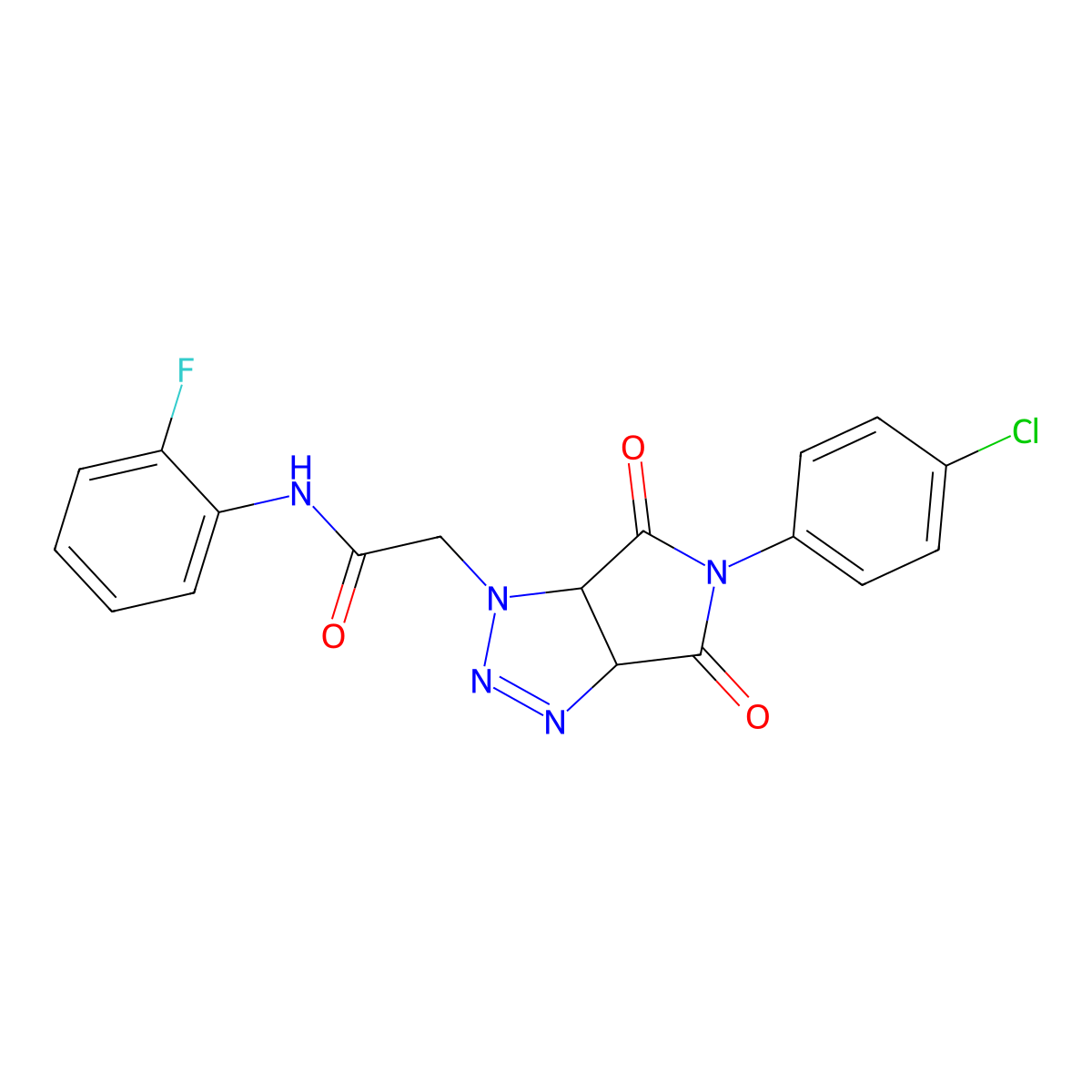 2-[5-(4-chlorophenyl)-4,6-dioxo-1H,3aH,4H,5H,6H,6aH-pyrrolo[3,4-d][1,2,3]triazol-1-yl]-N-(2-fluorophenyl)acetamide molecular structure, CAS 1008646-58-9