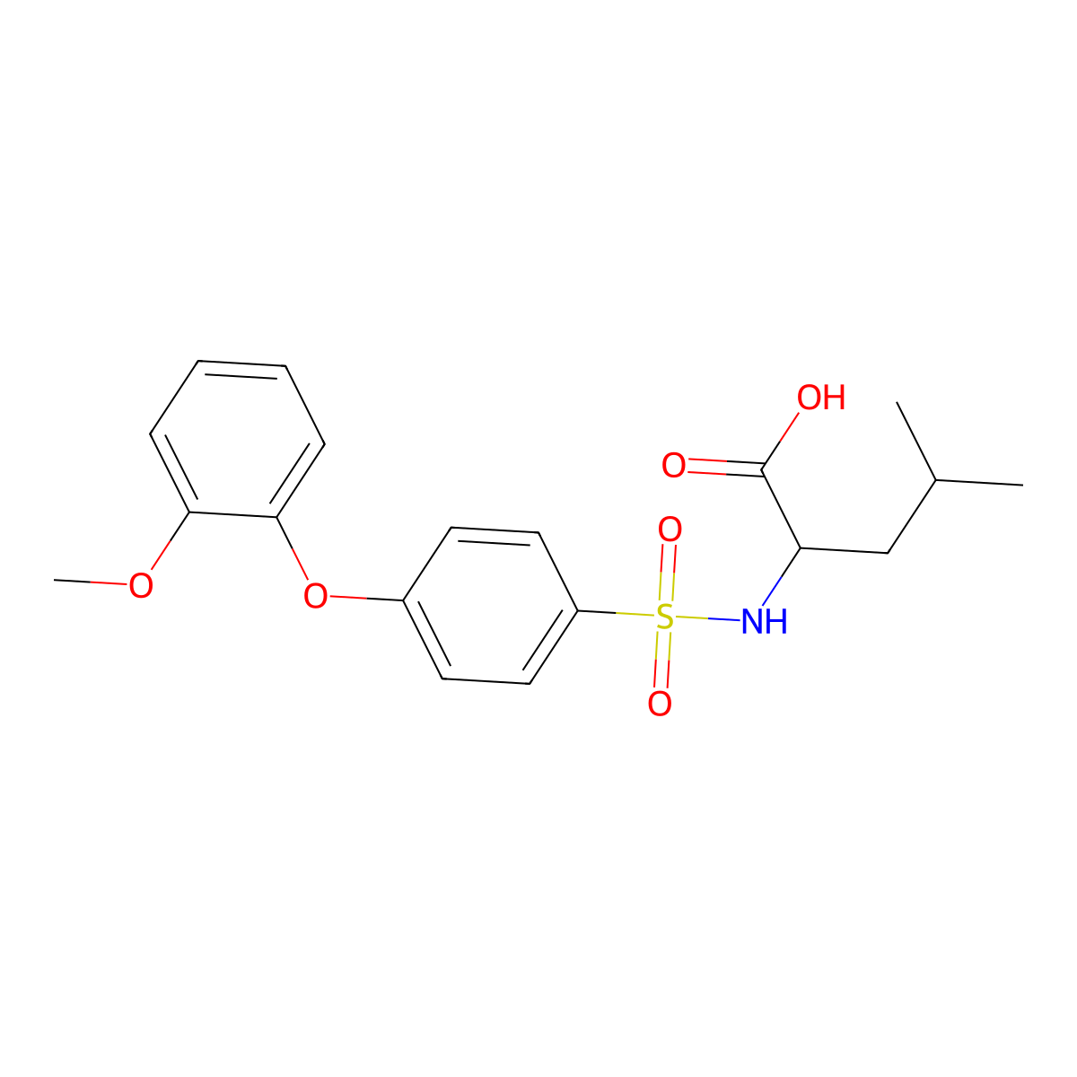 ((4-(2-Methoxyphenoxy)phenyl)sulfonyl)leucine molecular structure, CAS 1008647-74-2