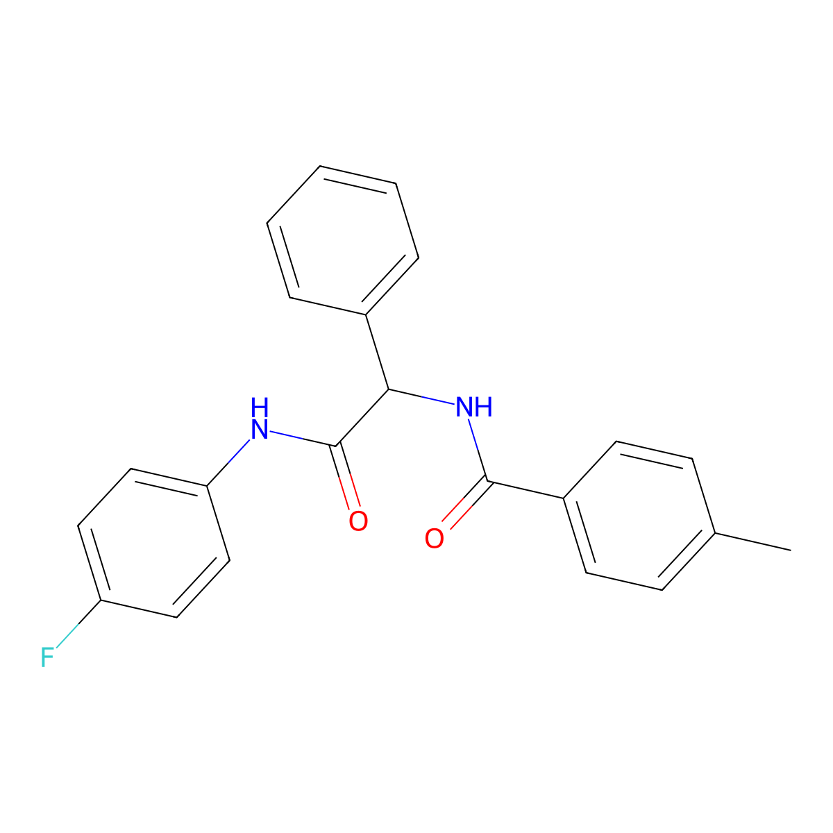 N-{2-[(4-fluorophenyl)amino]-2-oxo-1-phenylethyl}-4-methylbenzamide molecular structure, CAS 1008651-49-7