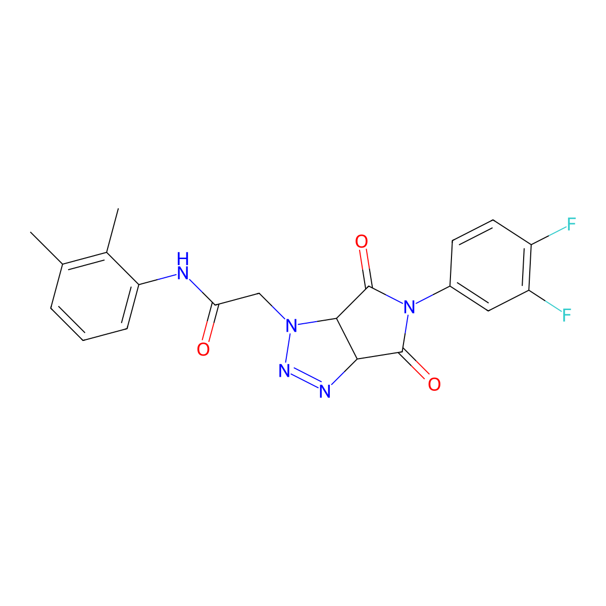 2-[5-(3,4-difluorophenyl)-4,6-dioxo-4,5,6,6a-tetrahydropyrrolo[3,4-d][1,2,3]triazol-1(3aH)-yl]-N-(2,3-dimethylphenyl)acetamide molecular structure, CAS 1008651-54-4