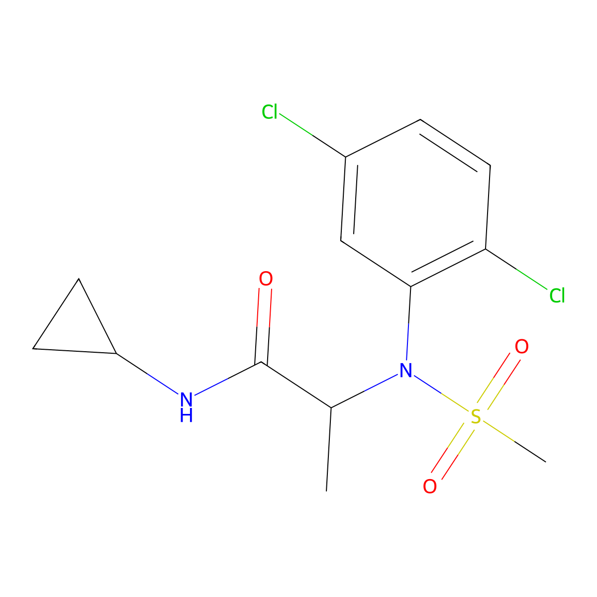 N-cyclopropyl-2-(2,5-dichloro-N-methylsulfonylanilino)propanamide molecular structure, CAS 1008652-79-6