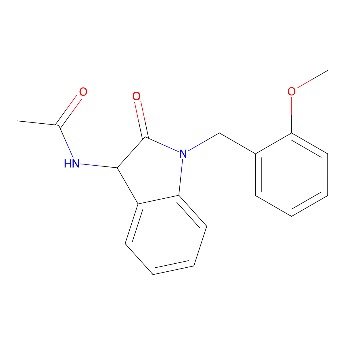 N-[1-(2-methoxybenzyl)-2-oxo-2,3-dihydro-1H-indol-3-yl]acetamide molecular structure, CAS 1008653-78-8