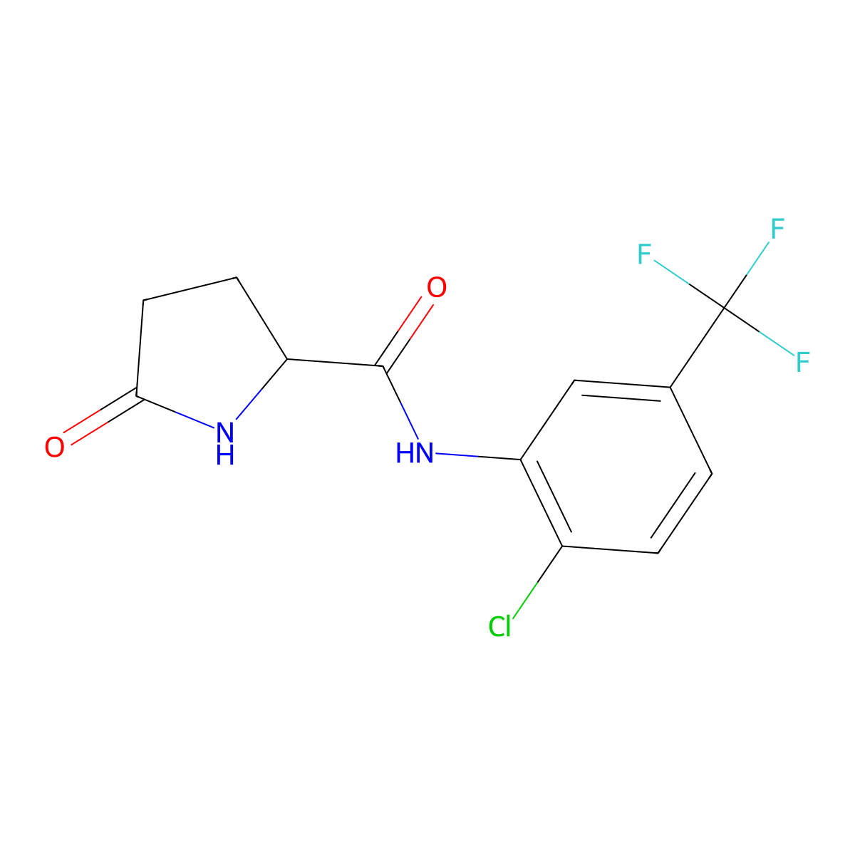N-(2-Chloro-5-(trifluoromethyl)phenyl)-5-oxopyrrolidine-2-carboxamide molecular structure, CAS 1008654-00-9
