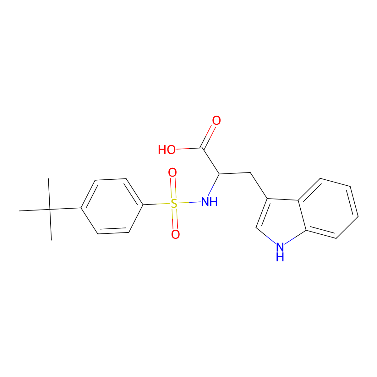 2-(4-tert-butylbenzenesulfonamido)-3-(1H-indol-3-yl)propanoic acid molecular structure, CAS 1008655-10-4