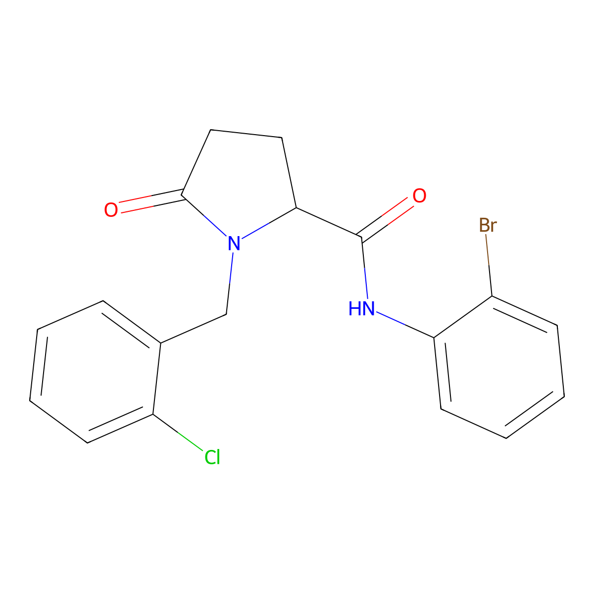 N-(2-bromophenyl)-1-[(2-chlorophenyl)methyl]-5-oxopyrrolidine-2-carboxamide molecular structure, CAS 1008658-26-1