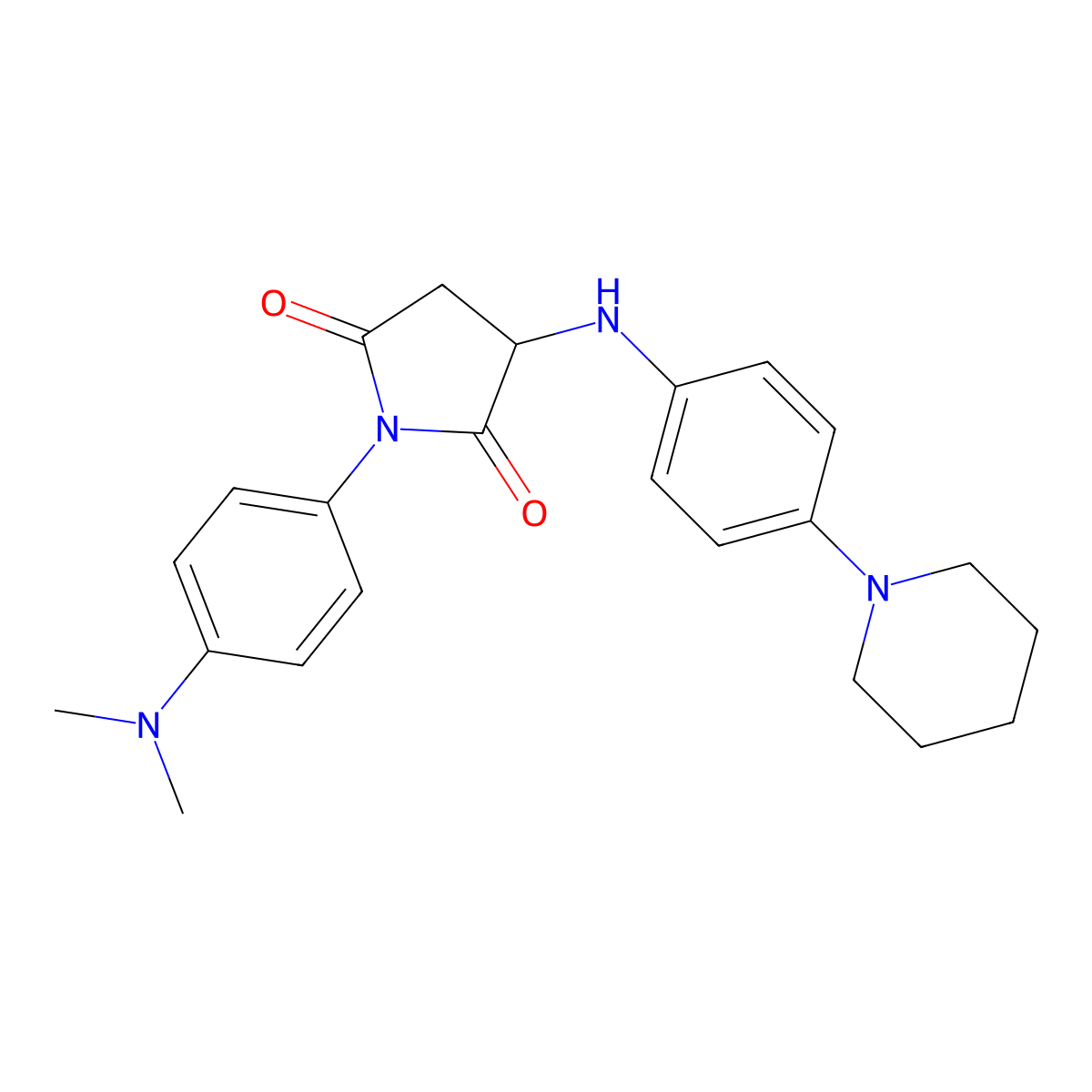 1-(4-(Dimethylamino)phenyl)-3-((4-(piperidin-1-yl)phenyl)amino)pyrrolidine-2,5-dione molecular structure, CAS 1008660-37-4