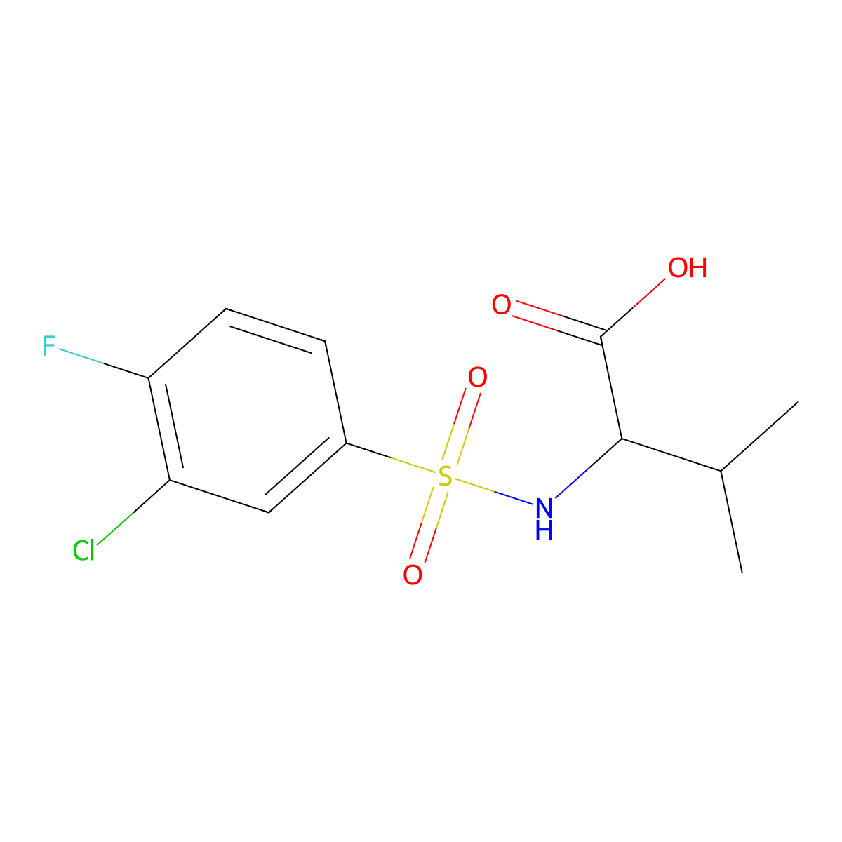 ((3-Chloro-4-fluorophenyl)sulfonyl)valine molecular structure, CAS 1008660-85-2