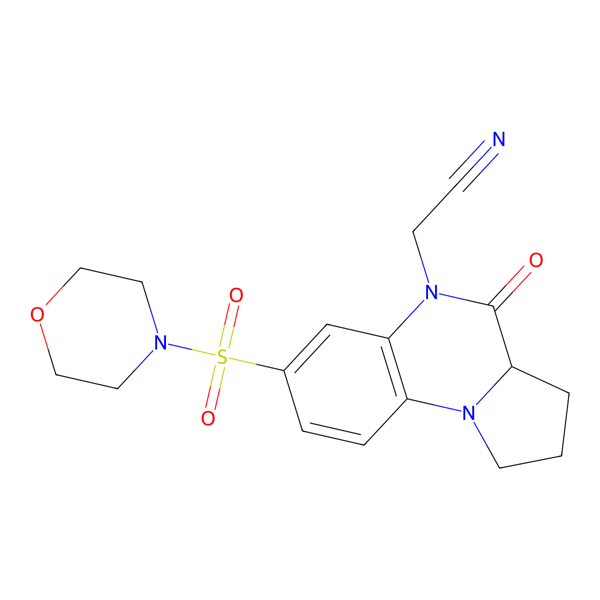 2-[7-(morpholinosulfonyl)-4-oxo-2,3,3a,4-tetrahydropyrrolo[1,2-a]quinoxalin-5(1H)-yl]acetonitrile molecular structure, CAS 1008661-26-4