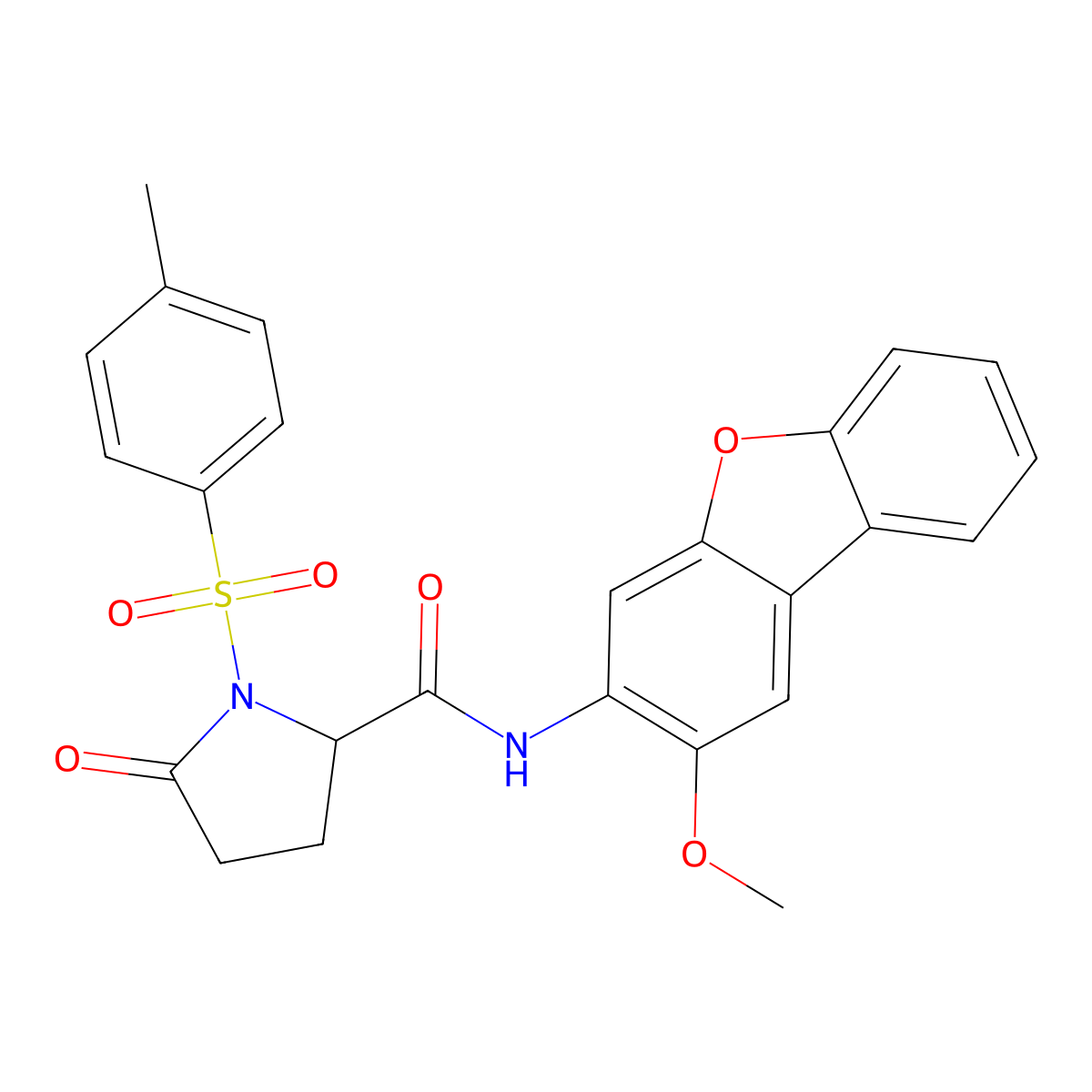 N-(2-methoxydibenzofuran-3-yl)-1-(4-methylphenyl)sulfonyl-5-oxopyrrolidine-2-carboxamide molecular structure, CAS 1008664-84-3
