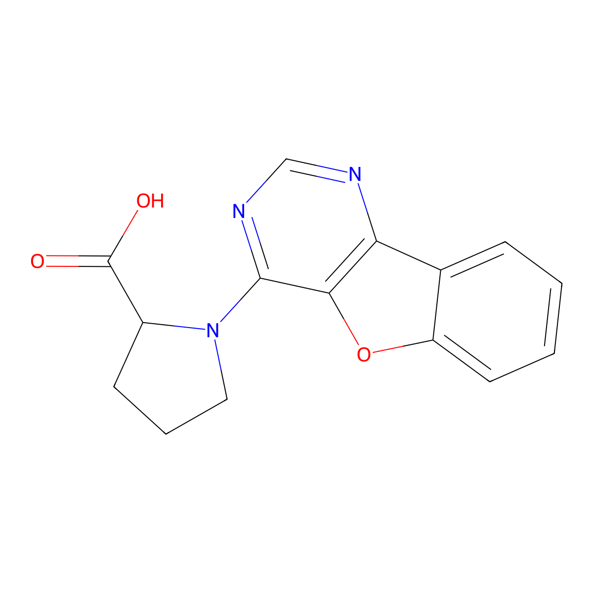1-(Benzofuro[3,2-d]pyrimidin-4-yl)pyrrolidine-2-carboxylic acid molecular structure, CAS 1008665-08-4