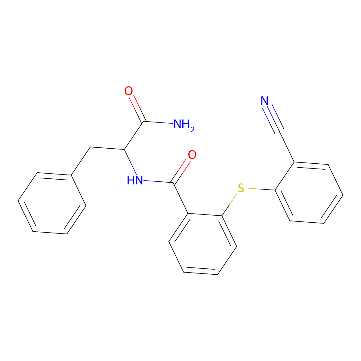 N-(1-amino-1-oxo-3-phenylpropan-2-yl)-2-(2-cyanophenyl)sulfanylbenzamide molecular structure, CAS 1008665-37-9