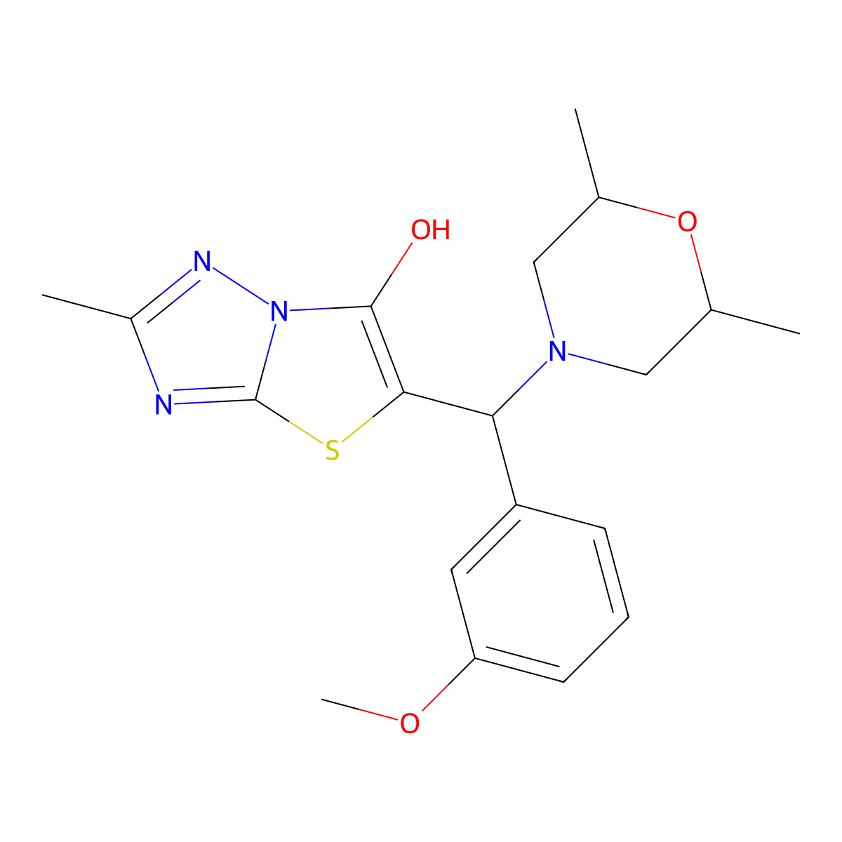 5-((2,6-Dimethylmorpholino)(3-methoxyphenyl)methyl)-2-methylthiazolo[3,2-b][1,2,4]triazol-6-ol molecular structure, CAS 1008665-39-1