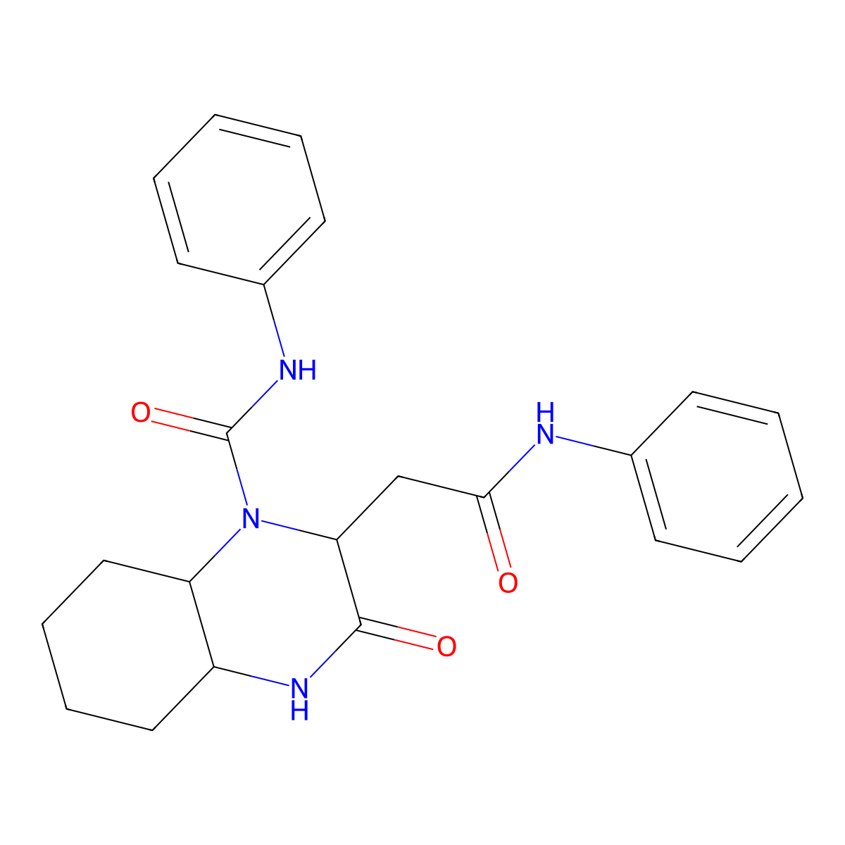 3-oxo-2-[2-oxo-2-(phenylamino)ethyl]-N-phenyloctahydroquinoxaline-1(2H)-carboxamide molecular structure, CAS 1008665-52-8