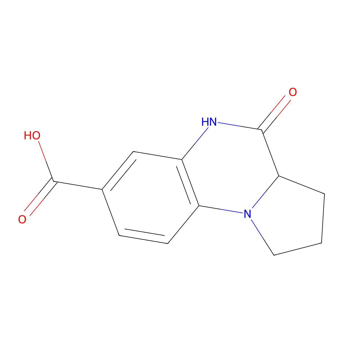 4-oxo-1H,2H,3H,3aH,4H,5H-pyrrolo(1,2-a)quinoxaline-7-carboxylic acid molecular structure, CAS 1008665-68-6