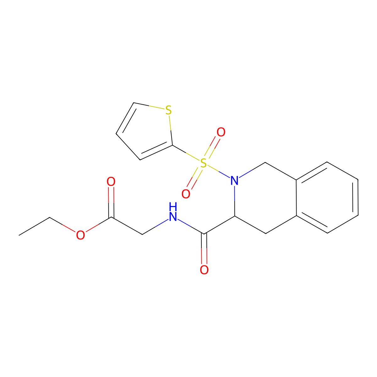 Ethyl ({[2-(2-thienylsulfonyl)-1,2,3,4-tetrahydro-3-isoquinolinyl]carbonyl}amino)acetate molecular structure, CAS 1008667-14-8