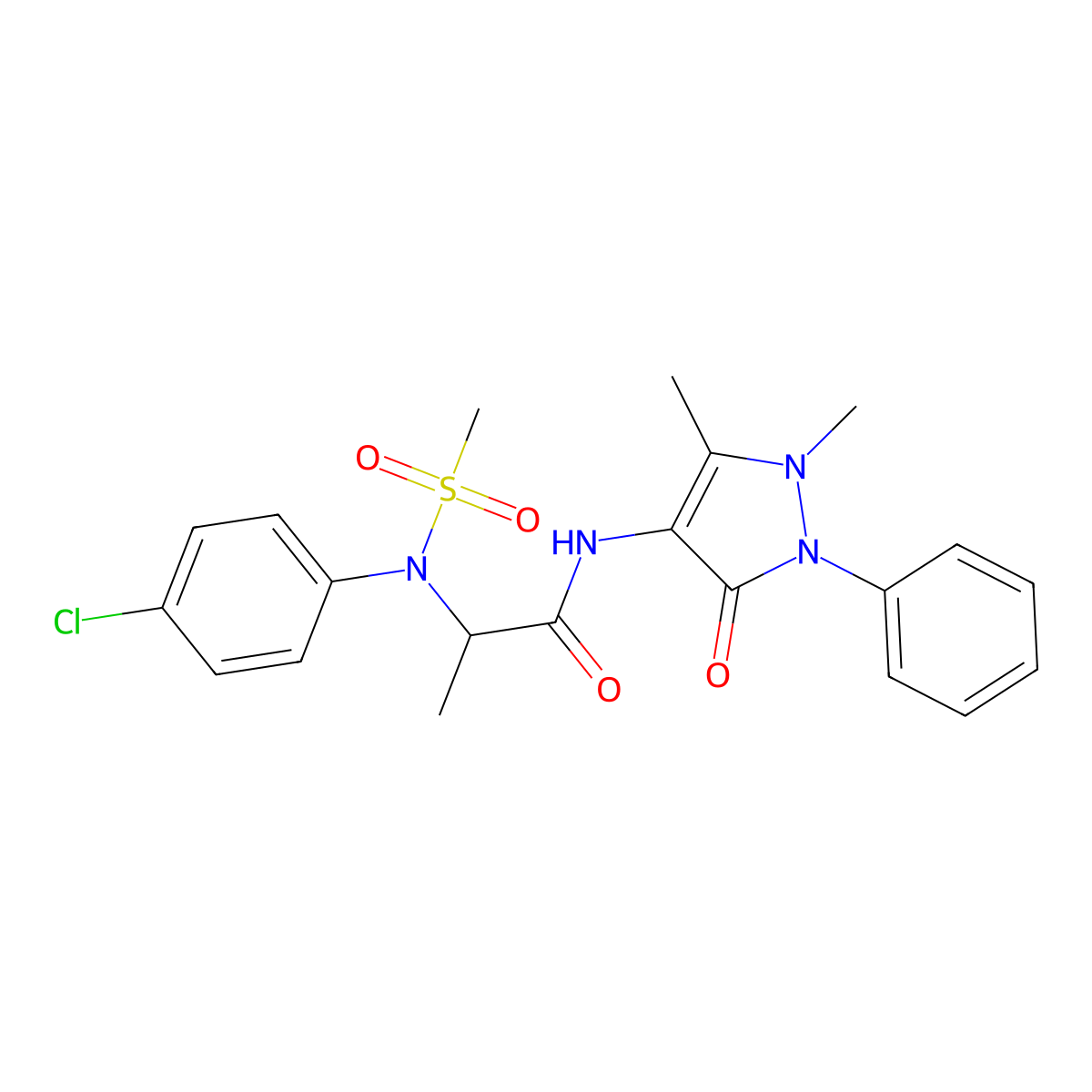 2-(4-chloro-N-methylsulfonylanilino)-N-(1,5-dimethyl-3-oxo-2-phenylpyrazol-4-yl)propanamide molecular structure, CAS 1008667-21-7