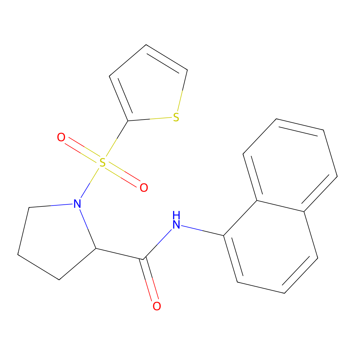 N-(naphthalen-1-yl)-1-(thiophene-2-sulfonyl)pyrrolidine-2-carboxamide molecular structure, CAS 1008668-54-9