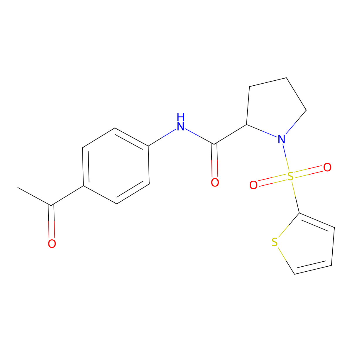 N-(4-acetylphenyl)-1-(2-thienylsulfonyl)pyrrolidine-2-carboxamide molecular structure, CAS 1008668-73-2