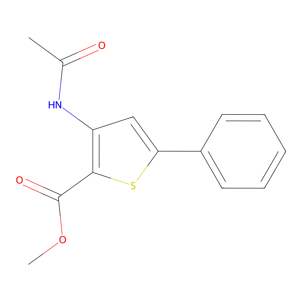 Methyl 3-acetamido-5-phenylthiophene-2-carboxylate molecular structure, CAS 100867-05-8